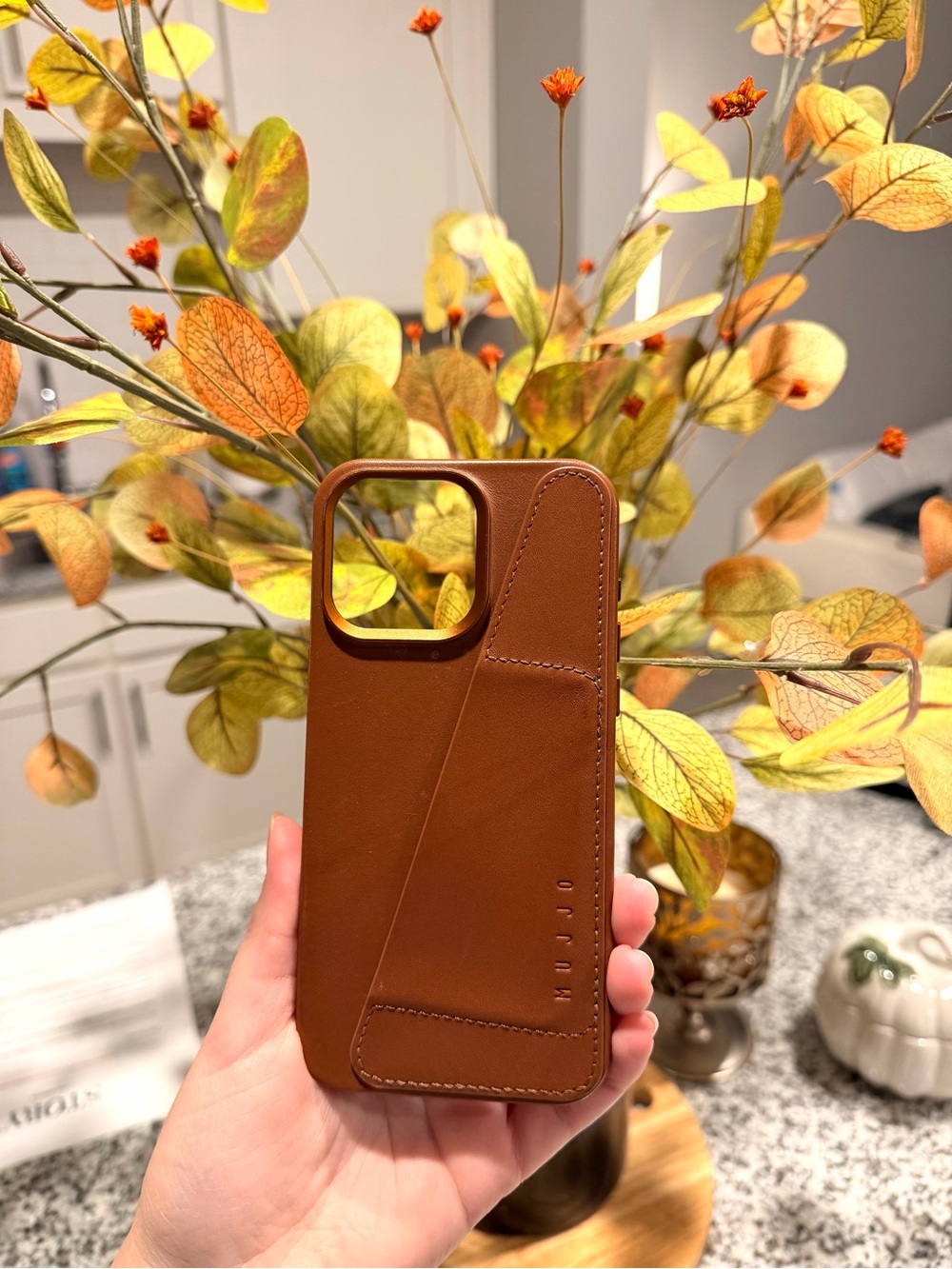 Mujjo Leather Wallet iPhone 16 Pro Max Case with Card Sleeve